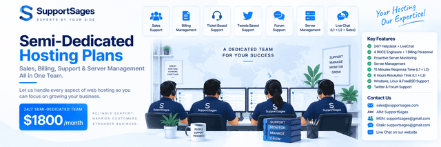 SupportSages Semi-Dedicated Hosting Plans: Sales, Billing & Server Management